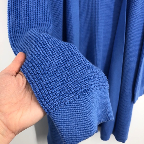 J Jill Womens Longline Cardigan Size XL Cornflower Blue Open Front Button Slits - Picture 3 of 11